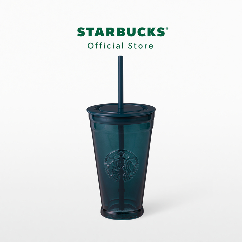 Starbucks Recycle Glass Navy Cold Cup 16oz. ทัมเบลอร์สตาร์บัคส์แก้วรีไซเคิล ขนาด 16ออนซ์ A11138057