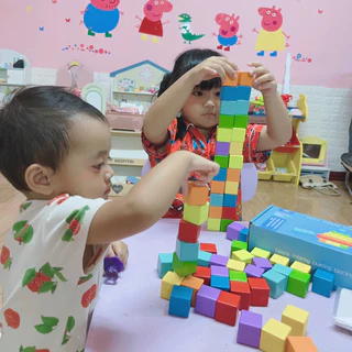 T319 บล็อคไม้ลูกบาศก์ บล็อคไม้ฝึกสมอง สร้างบล็อคทำตามโจทย์ บล็อคไม้ชิ้นใหญ่