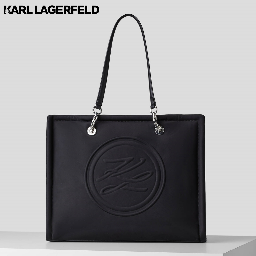 KARL LAGERFELD - K/AUTOGRAPH SOFT LARGE NYLON TOTE BAG BLACK 231W3042 กระเป๋าถือ