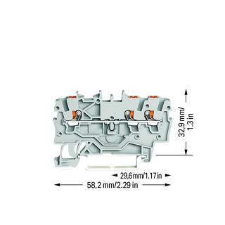 Wago 3-conductor through terminal block with push-button Gray เทอมินอล บล็อค สีเทา [2200-1301]