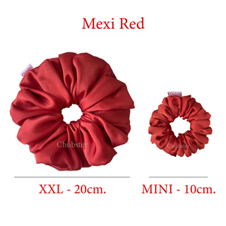 Mexi Red ยางรัดผมผ้าซาติน บางลื่น Satin Scrunchies ยางมัดผม ยางรัดผมโดนัท