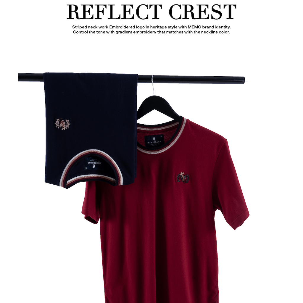 AEIOU เสื้อยืด Memo Supersoft Premium คอกุ๊น ลายปัก Collar Reflect Crest ลิขสิทธิ์แท้