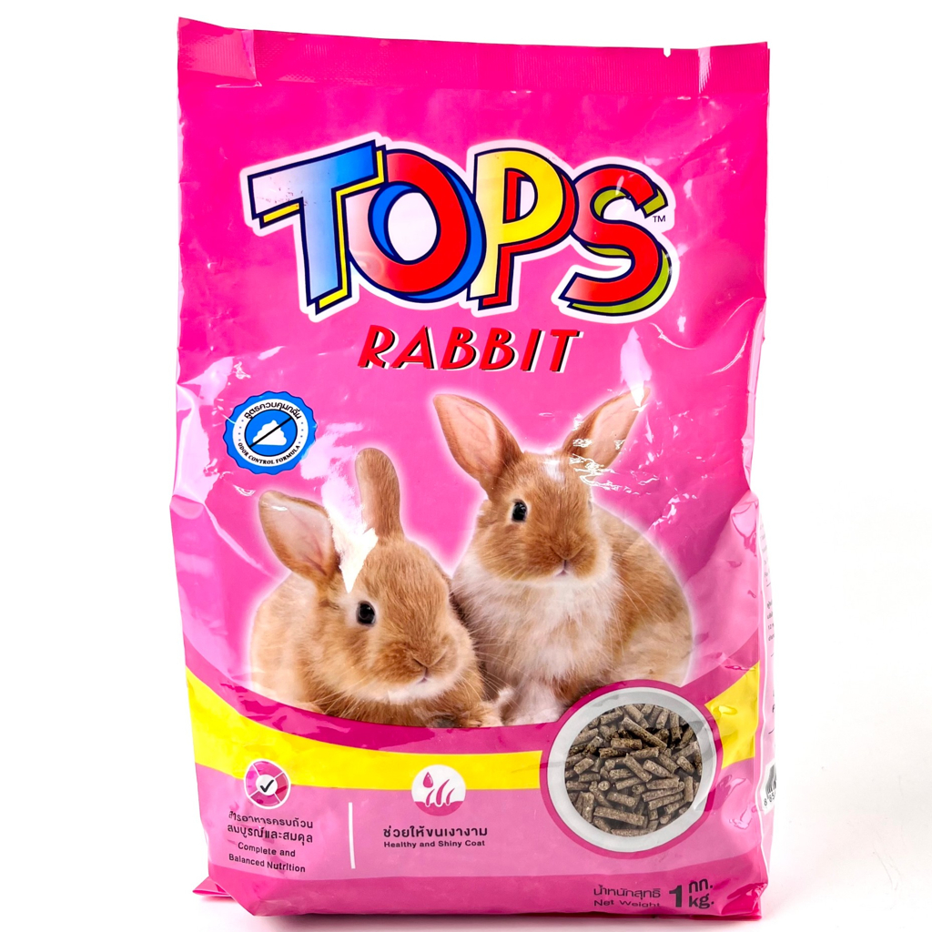 Tops Rabbit อาหารกระต่าย สูตรควบคุมกลิ่นมูลสัตว์ บำรุงขน โปรตีน 16% ขนาด 1 กิโลกรัม