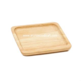 จานรองแก้วไม้เหลี่ยมยางพารา 4" l Rubber Wood Coaster DIA 4"