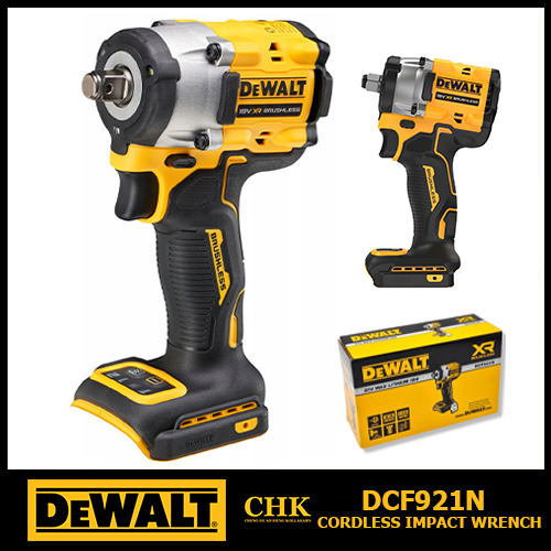 DEWALT บล็อคกระแทกไร้สาย ไร้แปรงถ่าน Atomic 20V Max 1/2 นิ้ว 406Nm เฉพาะตัวเครื่อง รุ่น DCF921N-B1 D