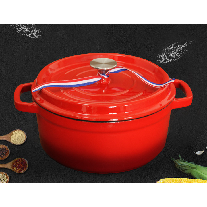 Export cast iron pot, enamel soup pot, 22cm red stew pot, thickened enamel stew pot, universal induction cooker