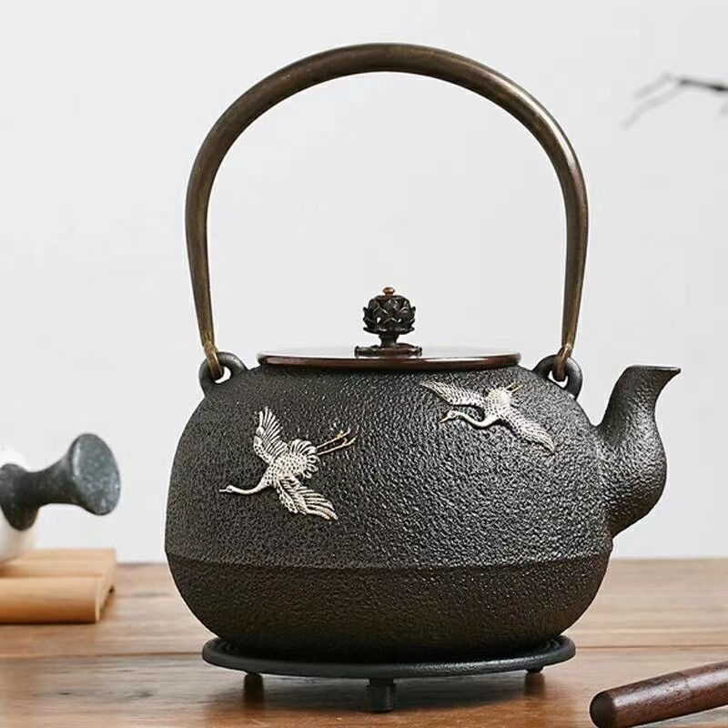 Iron pot Yamahondo Japanese handmade gilt silver flying geese uncoated cast iron pot old iron pot boiling water teapot
