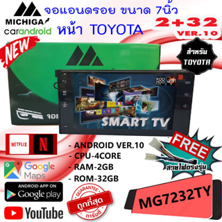 จัดส่งด่วน จอแอนดรอย 7นิ้ว หน้าTOYOTA MICHIGA รุ่น MG-7232TY แรม2GB รอม32GB APPLE CARPLAY / ANDROID AUTO ใส่กับรถ TOYOTA