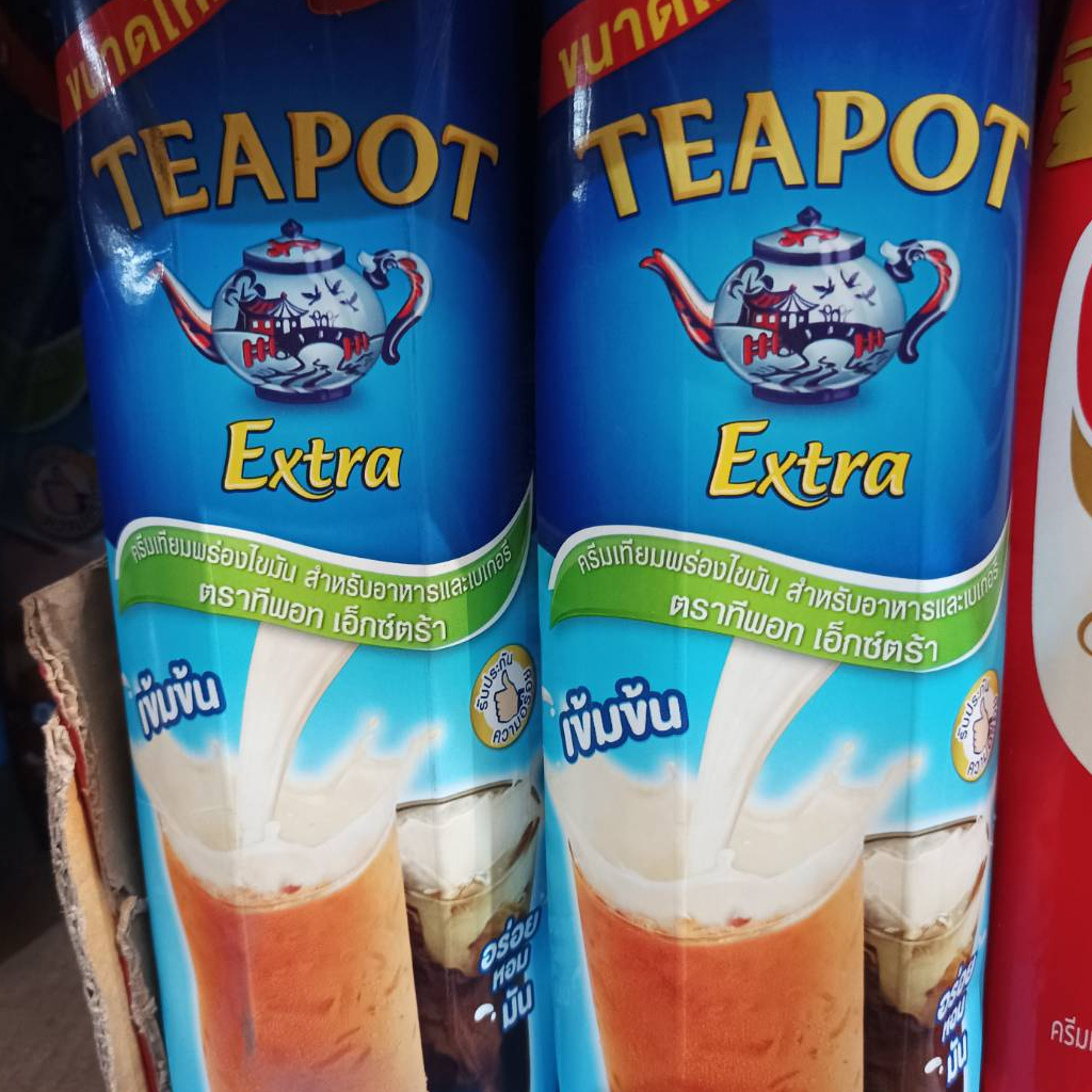 นมข้นจืด ทีพอทเอ็กซ์ตร้า  กล่อง 1 ลิตร (TEAPOT EXTRA) หอม มัน ลงตัว