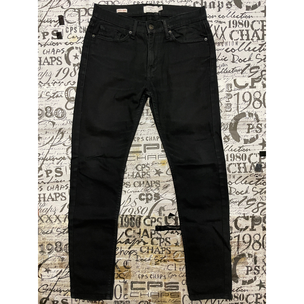 TOPMAN BLACK JEANS กางเกงยีนส์ ขายาว ยีนส์ดำ ผู้ชาย เอว 28