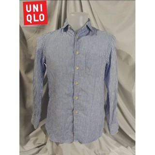 UNIQLO Brand_2nd hand เสื้อเชิ้ตแขนยาวผ้าลินิน (Linen) 💯%/ Size​ S/ แท้มือสองกระสอบนำเข้า​