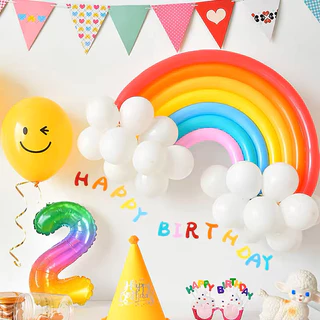 ร้านไทย เซ็ทลูกโป่งวันเกิด 🌈เซ็ทรุ้งกินน้ำ เซ็ทเรนโบว์+ลูกโป่งสีขาว