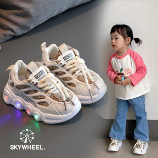 Skywheel ใหม่ รองเท้าผ้าใบลําลอง มีไฟ Led เรืองแสง ระบายอากาศ สําหรับเด็ก 1-6 ปี