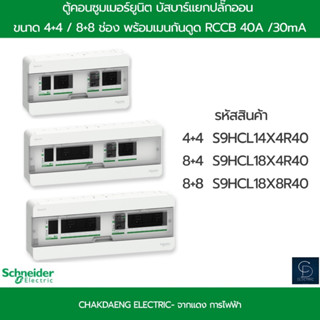 ตู้คอนซูมเมอร์ยูนิต บัสบาร์แยกแบบปลั๊กออน( แบบ 4+4 / 8+8 ช่อง วงจรย่อย ) พร้อมอุปกรณ์กันไฟดูด RCCB 40A / 30 mA