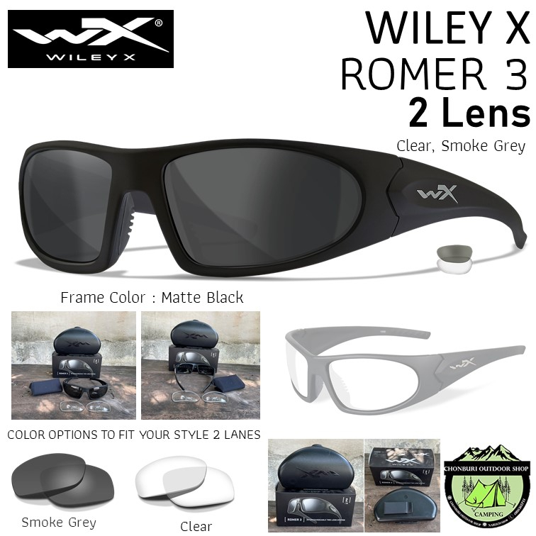 Wiley-X ROMER 3 {2 Lens}Clear/Smoke Grey#Matte Black Frame{1004}
