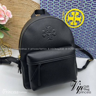 TORY BURCH Thea Leather Mini Backpack Moose / TORY Backpack mini bag คอลเลคชั่นใหม่ งานหนังเต็มใบสีดำคลาสสิก ไอเท็มเด็ด