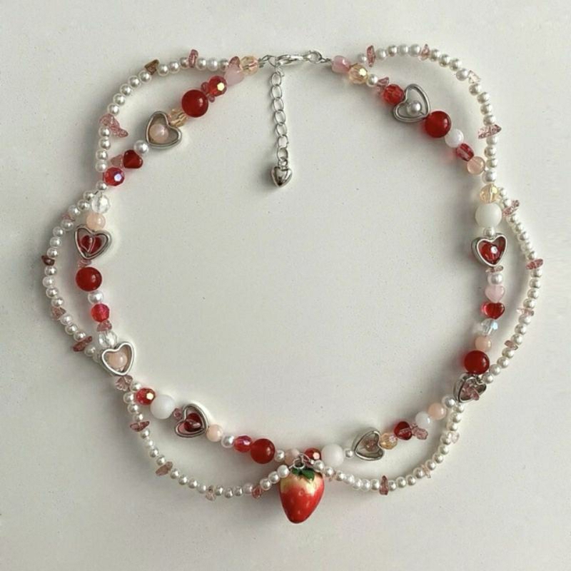 new! y2k coquette necklace 🩰𓈒⋆⑅˚₊୨୧🍒🍓