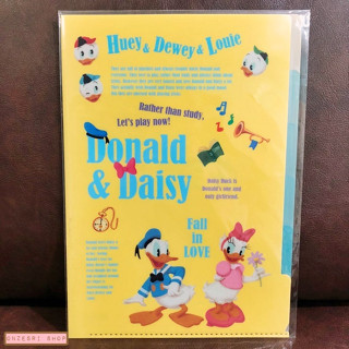 แฟ้ม Vintage Donald &amp; Daisy สีเหลือง แยกใส่เอกสารได้ 5 ช่อง