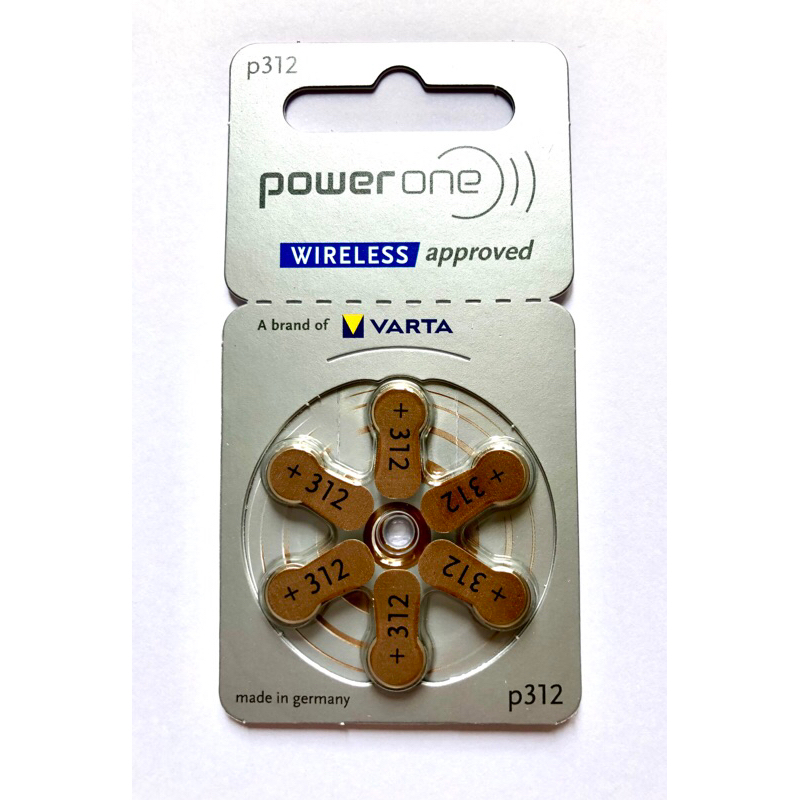 ของแท้นำเข้าจากเยอรมัน ถ่านเครื่องช่วยฟัง Power One เบอร์ 312 แผงละ 6 ก้อน exp 03/2029