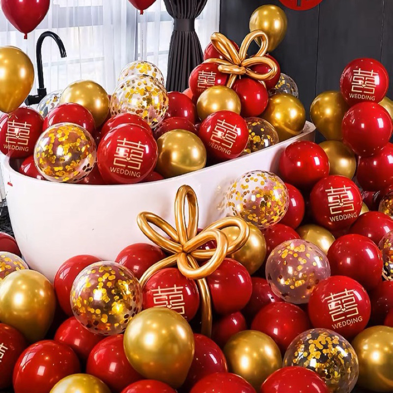 ลูกโป่งสีแดงเข้ม ลูกโป่งงานแต่ง ลูกโป่งยาง ลูกโป่ง 2 ชั้น ขนาด12นิ้ว - รูปที่ 2