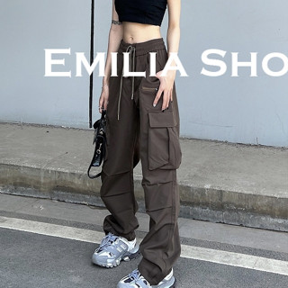 EMILIA SHOP กางเกงขายาว กางเกงเอวสูง ผู้หญิงสไตล์เกาหลี Y2K เสื้อผ้าแฟชั่นผู้หญิง 2023 ใหม่ A20M03Q 0423