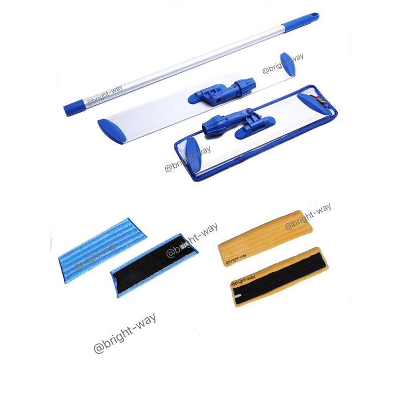 BWT  (ส่งจากกรุงเทพๆ) ชุดม็อบไมโครไฟเบอร์ฟ้า ด้ามปรับระดับได้ ผ้ามอบไมโครไฟเบอร์18นิ้ว 24นิ้ว ไม้มอบลงแวกซ์