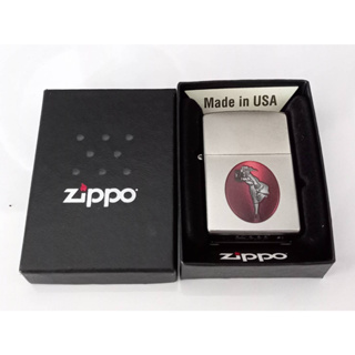 ZIPPO 205 WINDY GIRL  DESIGN  SATIN CHROME COLOR IMAGE  สีเงิน ผิวโครเมี่ยม ลายแบบสกรีน  ของใหม่ไม่ผ่านการใช้งาน