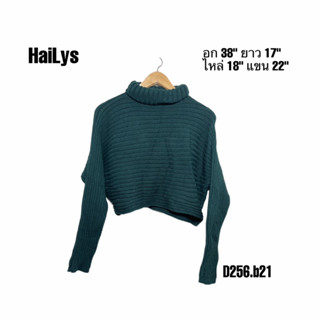 HaiLys เสื้อไหมพรมครอปสั้นสีเขียว อก 38 D256.b21