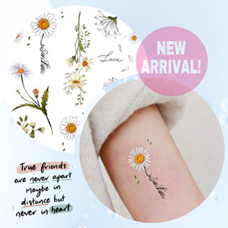 สติกเกอร์ แทททู รอยสัก นำเข้า tattoo sticker White flower แผ่นใหญ่ **กันน้ำ