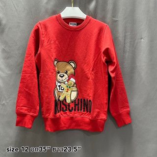 SALE!! Moschino sweatshirt red bear เสื้อมอสชิโน่ แขนยาว กันหนาว สีแดง ของแท้ ส่งฟรี หมี เทศกาล ไปเที่ยว เด็กโต ผู้หญิง