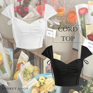 เสื้อครอป Cord top ผูกโบว์ เข้ารูป