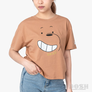 DOSH WOMENS CROPPED TOPS WE BARE BEAR เสื้อยืดทรงครอปหลวม ผู้หญิง PWBBWT1007-BR