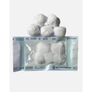 Sterile Cotton Ball สำลีก้อนสเตอร์ไรด์ 0.35g (5ก้อน/ซอง) (บรรจุ12ซอง/แพ็ค)