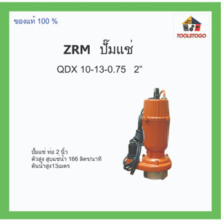 ปั้มแช่ ท่อ 2 นิ้ว ตัวสูง สูบแช่น้ำ 166 ลิตร/นาที ดันน้ำสูง13เมตร 16กิโล QDX 10-13-0.75 2" ปั้มน้ำ สูบ น้ำกำลังแรงสูง