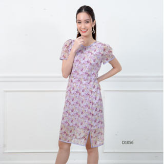 AMILA Dress AM-D1056 ชิฟฟอนโพอีมี่ แขนสั้น IGPU22-10