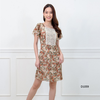 AMILA Dress AM-D1059 ชิฟฟอนโพอีมี่ แขนสั้น IGPU22-10