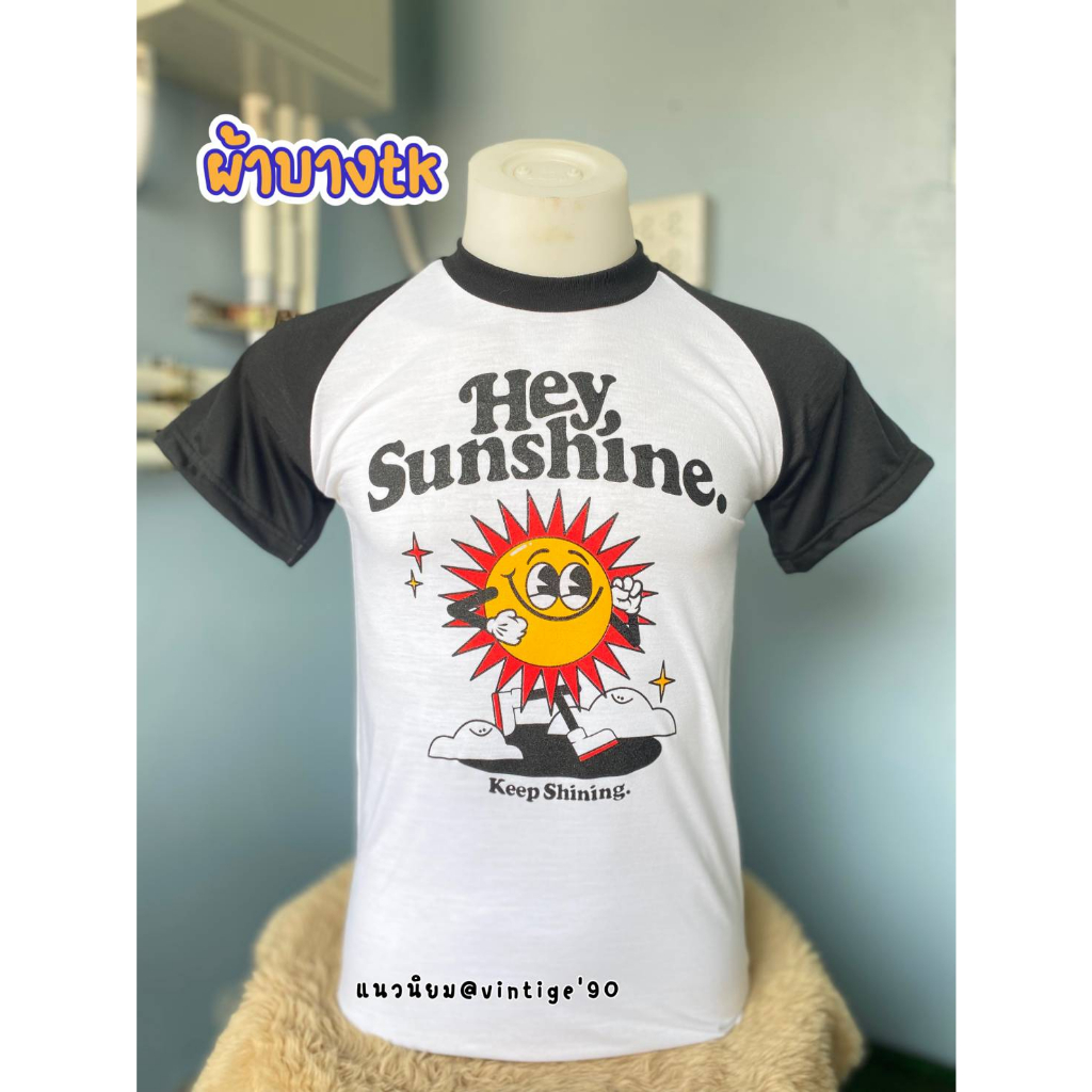 เสื้อผ้าบางวินเทจคอฟิต/แขนสโลป/sunshine