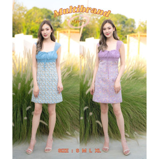 Iงานป้าย Multibrand 5032 {S-XL} (ป้ายแท้)(เช็คของก่อนโอนเงิน) มี 4 ไซส์ ชุดเดรสสั้น สายเดี่ยวลูกไม้ แต่งผูกโบว์