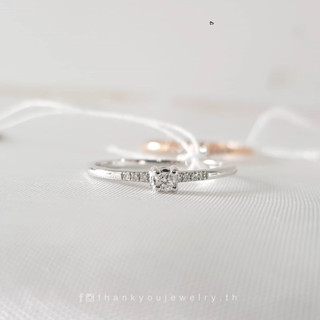 🌿 แหวนชูเพชรแท้ White Gold  (กรอกโค้ด THANK8300 ลดเหลือ 4,990 )  Diamond Ring _ThankyouJewelry