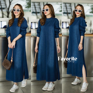 🌈🌿🌺🌼🌸💙🇰🇷 Jeans Maxi Dress Long Sleeve