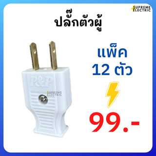 12ตัว 99บาท🔌ปลั๊ก 2 ขาแบน ปลั๊กตัวผู้ ปลั๊กเสียบ Plug  ปลั๊กตัวผู้ PVC อย่างดี ปลั๊ก 2 ขาแบน ปลั๊กเสียบ ปลั๊กต่อสายไฟ