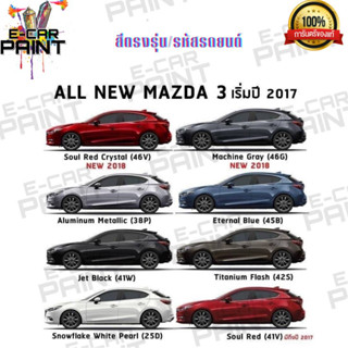 สีตรงเบอร์ ALL NEW MAZDA 3 เริ่มปี 2017-2018  สีสเปร์ย Station Paint 2k