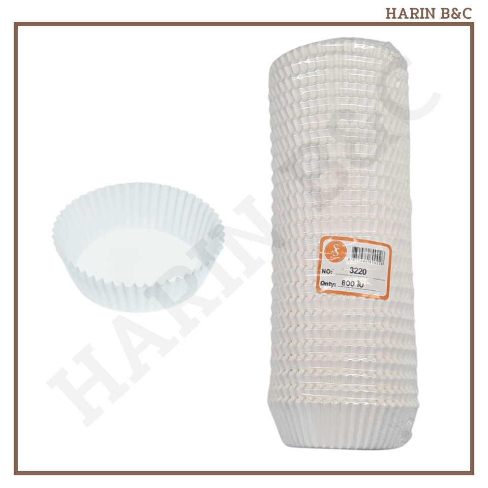 S&S กระทงกระดาษ (กระทงจีบ) 3220 สีขาว 800ใบ / Paper Muffin Cup No.3220 White 800pcs