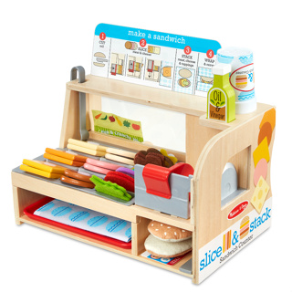 [52 ชิ้น] รุ่น 31650 เคาน์เตอร์แซนวิช Melissa &amp; Doug Slice &amp; Stack Sandwich Counter รีวิวดีใน Amazon USA มีเวลโคร่ ที่หั่นแซนวิช ที่กดน้ำพร้อมเมนู