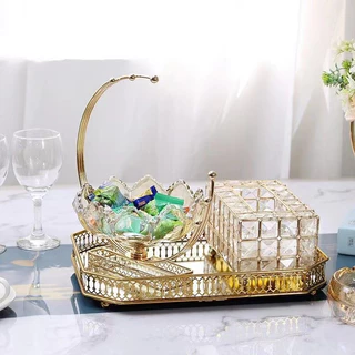 🌼ตกแต่งห้อง🌼ของตกแต่งบ้าน โกลเด้นกล่องทิชชู่ แจกัน ถาด ถ้วยคริสตัล ชุดสูทของตกแต่ง ของตกแต่งทำจากวัสดุโลหะ สวยหรูมาก