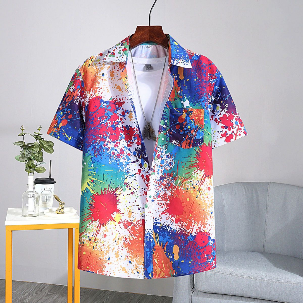 2026 เสื้อเชิ้ตลำลองพิมพ์ลายล่าสุด No.106 มีแบบให้เลือกเสื้อสงกรานต์ มีกระเป๋า