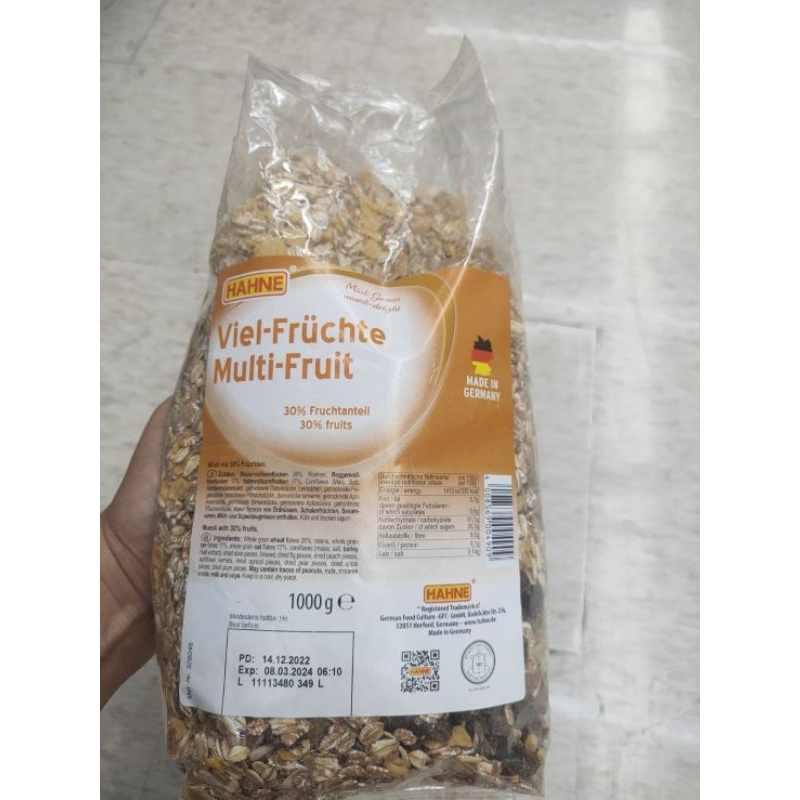 Hahne Multi Muesli มูสลีผสมผลไม้ 1000 กรัม ราคาสุดฟิน