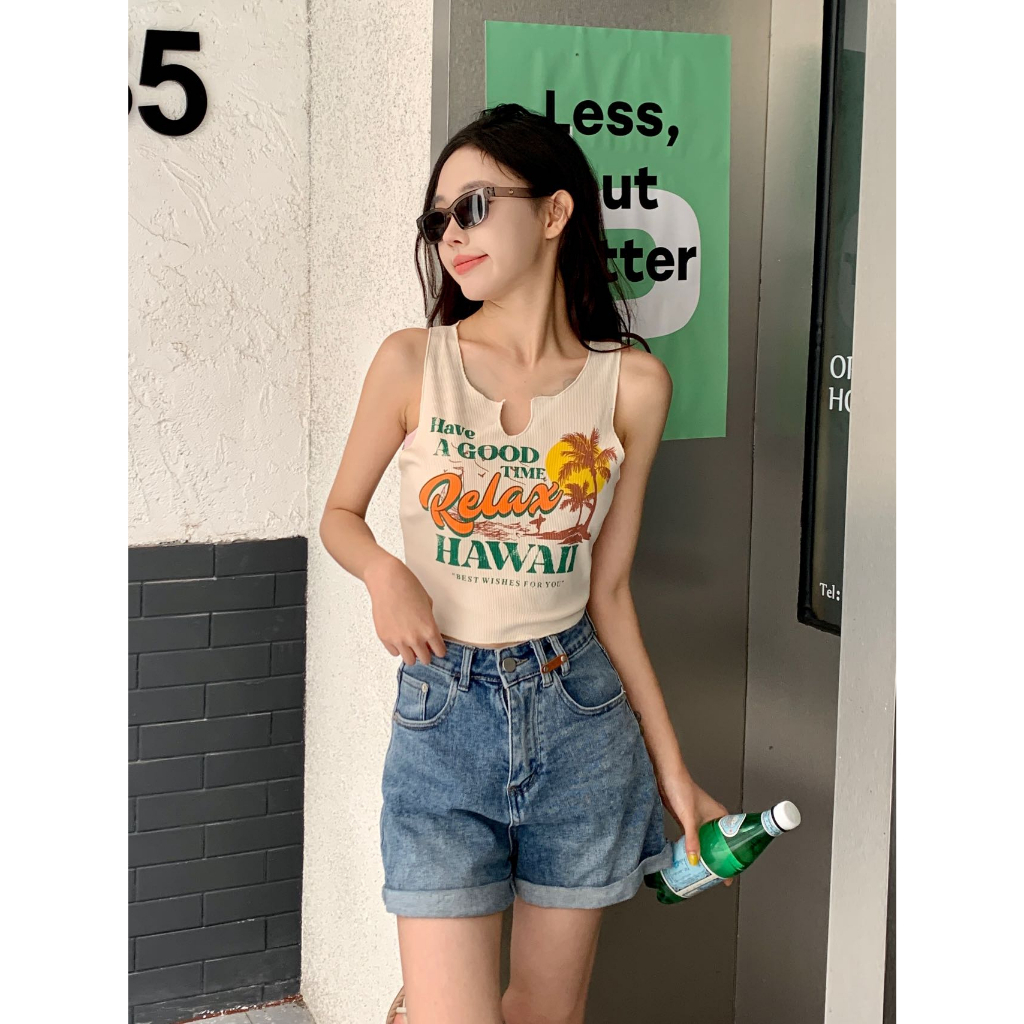 ส่งทันที Cici(NO. J557)เสื้อครอปแขนกุด คอวีพริ้วๆ พิมพ์ลาย Have A GOOD TIME ราคา ถูกที่สุด ดีลบีเคเค แกลเลอรีภาพที่ 6