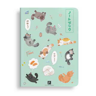 สมุดโน้ต A5 | เย็บกลาง | Cat Language - Green