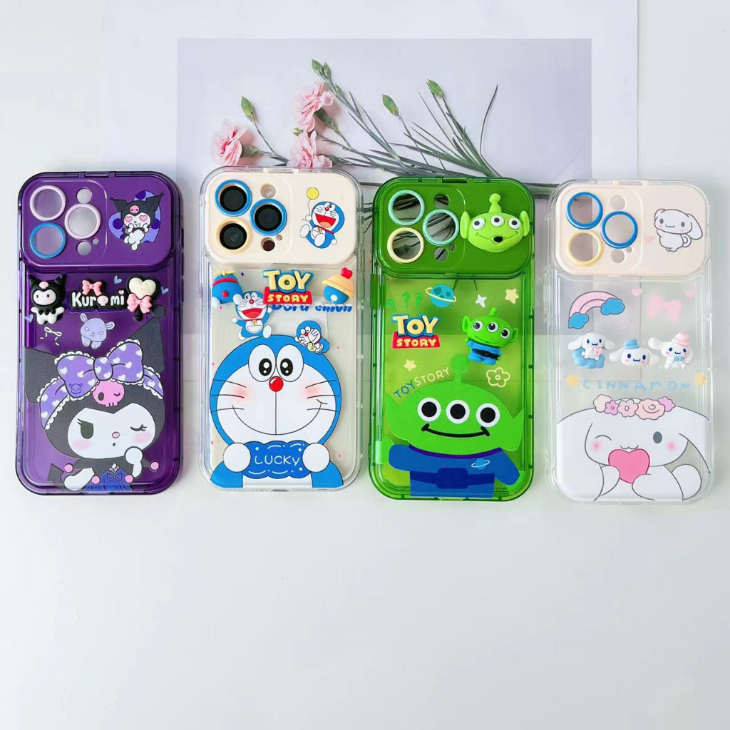 เคสนิ่ม สกรีนลายการตูน มีกระจก ขาตั้งได้ค่ะ สำหรับรุ่น i7 i8 se2020 i7P i8P XR i11  VIVO Y20 Y12A Y1
